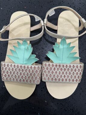 Janie and Jack Mint Pineapple Metallic Beige Girls' Sandals